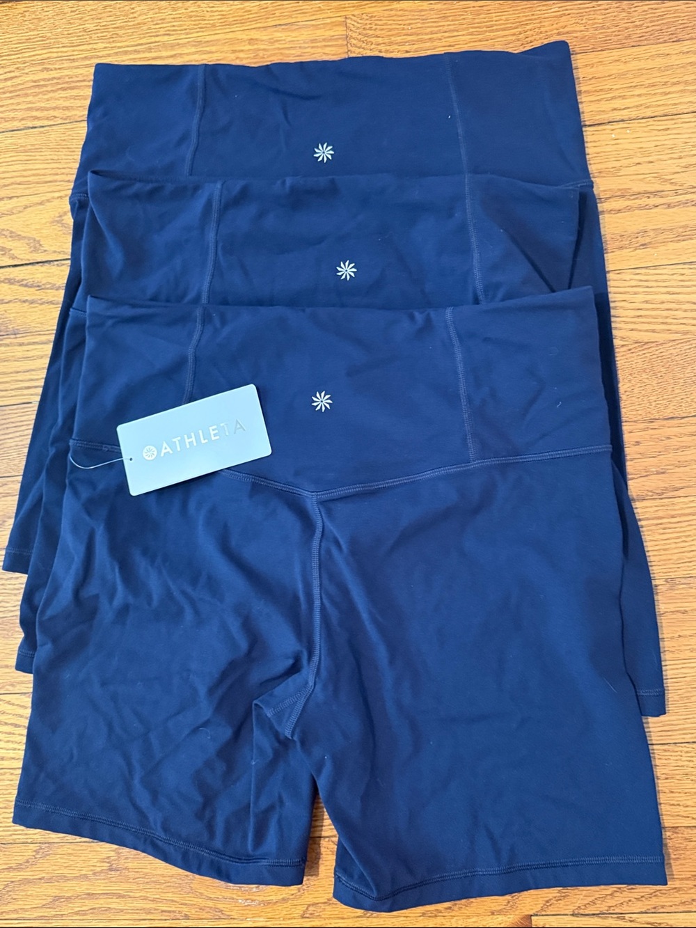 Athleta Dark Navy High-Rise Bike Shorts Trio